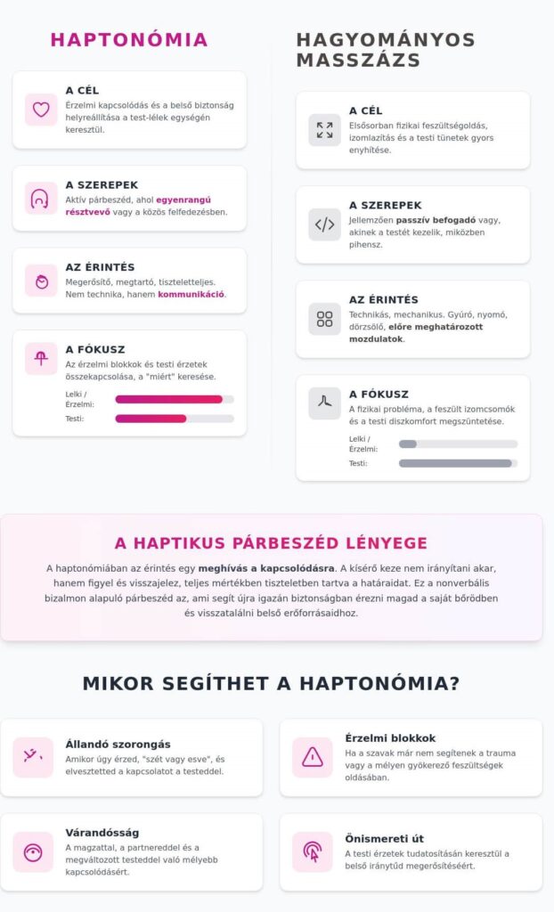 Haptonómia és masszázs közti különbség